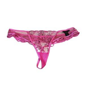 Honey Birdette Sabrina Thong Candy Pink Lace Floral Butterfly XL